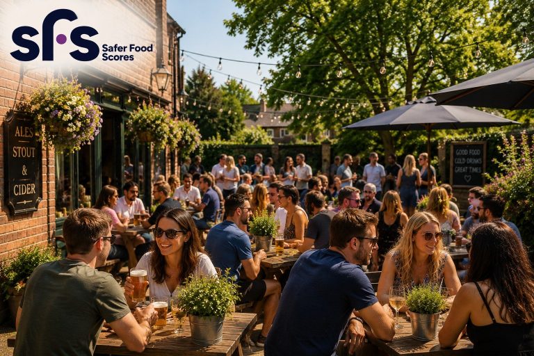 busy pub garden